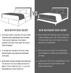 Magic Bed Skirt Queen 16 Inch Drop Bed Skirt 100% Cotton Blend No Mattress Lifter Wrap Around Skirt with Pleated Split Corners - White