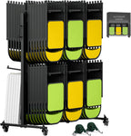 Folding Chair Rack Folding Chair Cart Storage Dolly with Wheels and Holder for Tables Includes Weatherproof Cover (84 Chair Capacity)