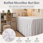 36'' Twin XL Dorm Bed Skirt, 3-Sided | Dust Ruffle With Platform Design, Long Drop, Wrinkle Resistant and Machine Washable, Hides Underbed Storage