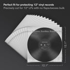 Boundless Audio Vinyl Record Sleeves - 100 x Premium Vinyl Inner Sleeves with Anti-Static Rice Paper & HDPE - Archival 3-Layer Record Covers for 12" LPs - Acid-Free Polylined Album Covers for Storage