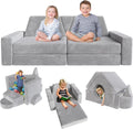 YEFU 15pcs Modular Kids Play Couch, Kids Couch for Toddler & Children, Toddler couches, Kid Couches Fort Building kit for Playroom Furniture, Kid Play Couches, Convertible Sofa for Boys & Girls, Grey