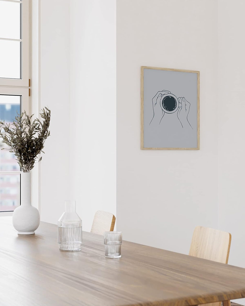 HAUS AND HUES Line Drawing Wall Art Coffee Artwork Minimalist Art Aesthetic Art Drawing Line Art Line Art Wall Decor Single Line Drawing Coffee Wall Art Artwork Line | UNFRAMED 12” x 16"