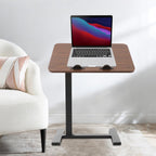 Side Table, Freestanding C Shaped End Table with Rolling Wheels, Adjustable Height Mobile Computer Laptop Table Rolling Tray Cart for Living Room & Bedroom & Office