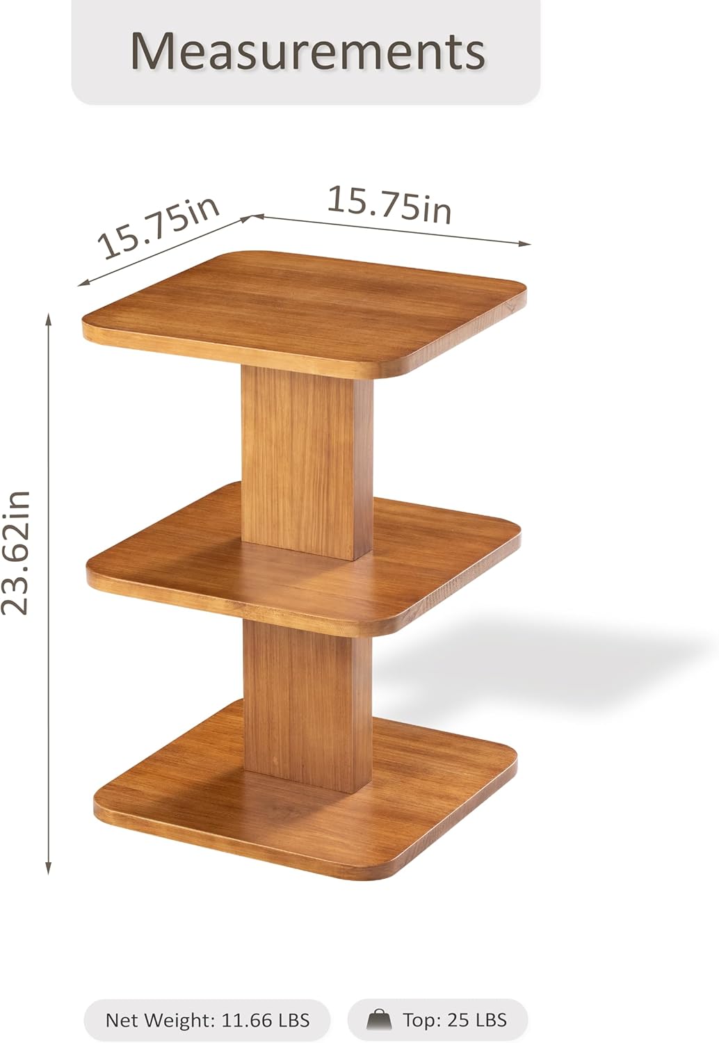 COZAYH Modern Minimalist Wood End Table with 3 Open Shelves, Farmhouse Plant Stand, Small Bookshelf for Living Room, Bedroom