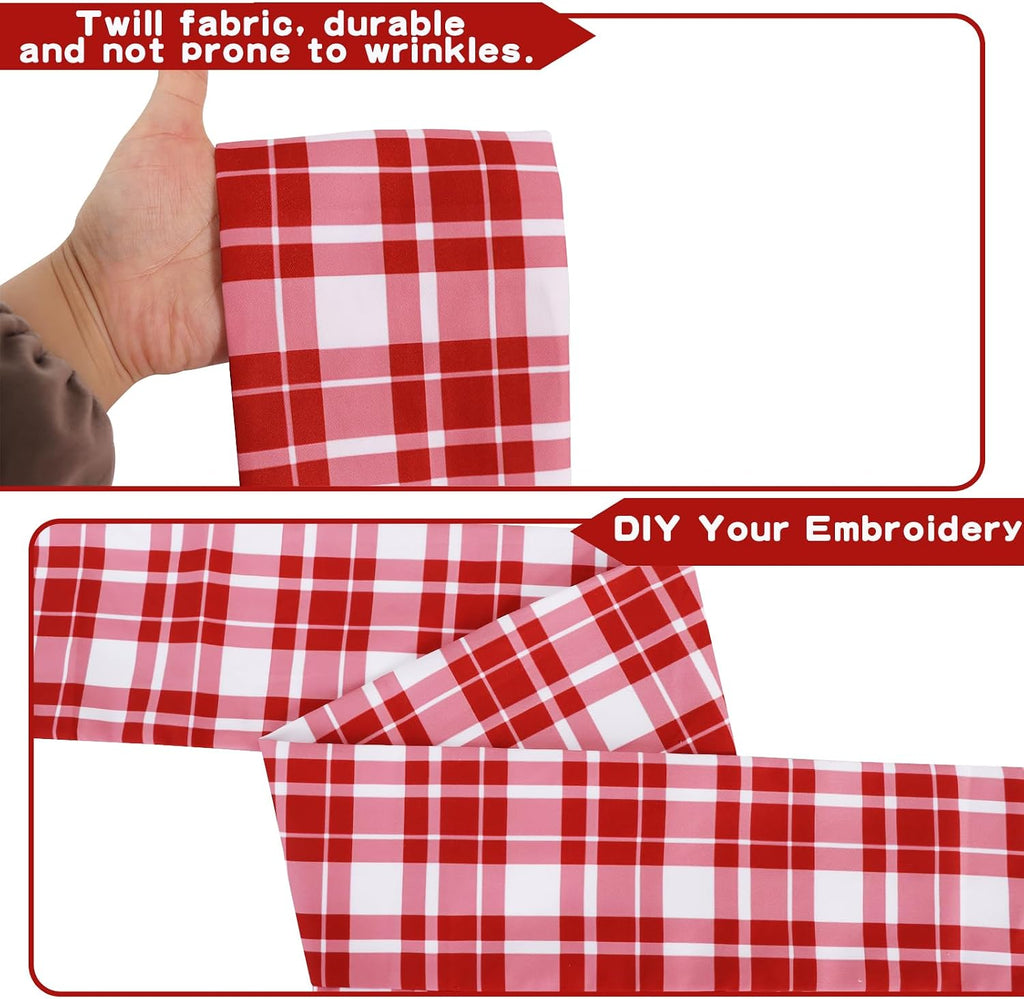 TONIFUL Wreath Sash for Front Door 4.5" x 56" Red Check Plaid Wreath Sash for Embroidery Garland Doorway Indoor Outdoor Wall Yard Ribbon Bow Christmas Party Home Decor