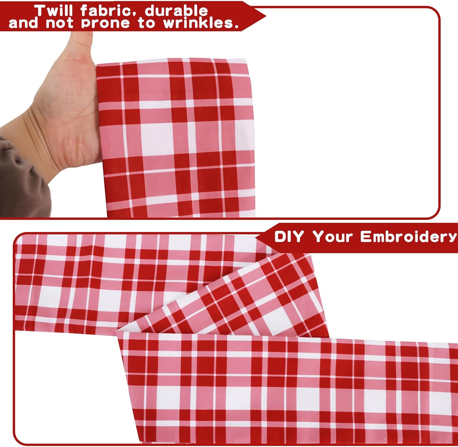 TONIFUL Wreath Sash for Front Door 4.5" x 56" Red Check Plaid Wreath Sash for Embroidery Garland Doorway Indoor Outdoor Wall Yard Ribbon Bow Christmas Party Home Decor