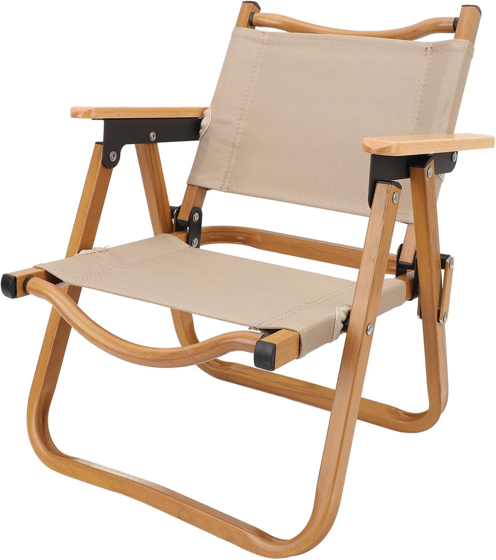 GOWENIC Kids Camping Chair, Portable Folding Camp Chair for Children, Aluminum Alloy Wood Grain Canvas Toddler Chair, Ideal for Beach Outdoor Backyard