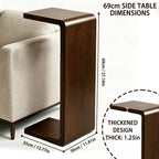 C Shaped End Table, Wooden Sofa Side Table, for Living Room, Bedroom, Office, for Laptop, Coffee, One-Piece Design Saves Space, Walnut