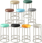 Backless Counter Stools, Commercial Stainless Steel Iron Stool, Office Three-Ring High Chair, Reinforced Base Frame, for Daily Use(Grey,75cm)