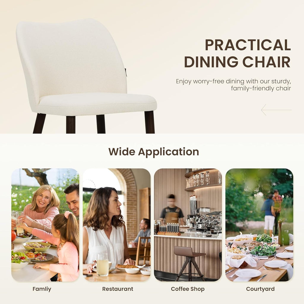 Wooden Dining Chairs Set of 6, Upholstered Kitchen Dining Room Chair, Modern Fabric Farmhouse Dinner Chair for Restaurant & Cafe, Beige