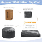 MAXYOYO Bean Bag Chair Bed for Kids, Convertible Bean Bag Folds from Lazy Chair to Floor Bed, Machine Washable Corded Fabric, Stuffed Floor Sofa Couch for Boys and Girls, Dark Grey