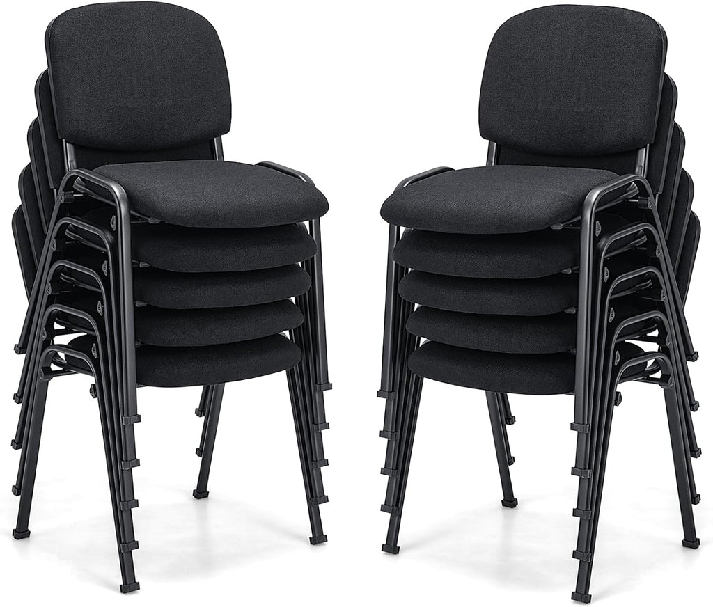 S AFSTAR Set of 10 Conference Chairs, Stackable Chair with Padded Cushion, Ergonomic Office Guest Reception Chair, Guest Chairs for Reception Waiting Room Meeting Room Office Lobby Church (10 Pack)