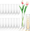 Set of 16 Glass Cylinder Bud Vases for Centerpieces, 7.5” H x 1.8” W, Small Flower Vases, Handmade Slim Vase, Single Rose Vase for Wedding Events Home
