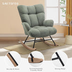 SAETSFEG Rocking Chair Nursery Teddy Upholstered Glider Rocker Small Rocking Chair Indoor Nursering Chair for Small Space Green