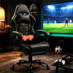 ECOTOUGE Massage Gaming Chair, Video Game Chair with Footrest, Ergonomic Computer Chair with Headrest and Massage Lumbar Support, Height Adjustable High Back Office Desk Chair with 360° Swivel, Black