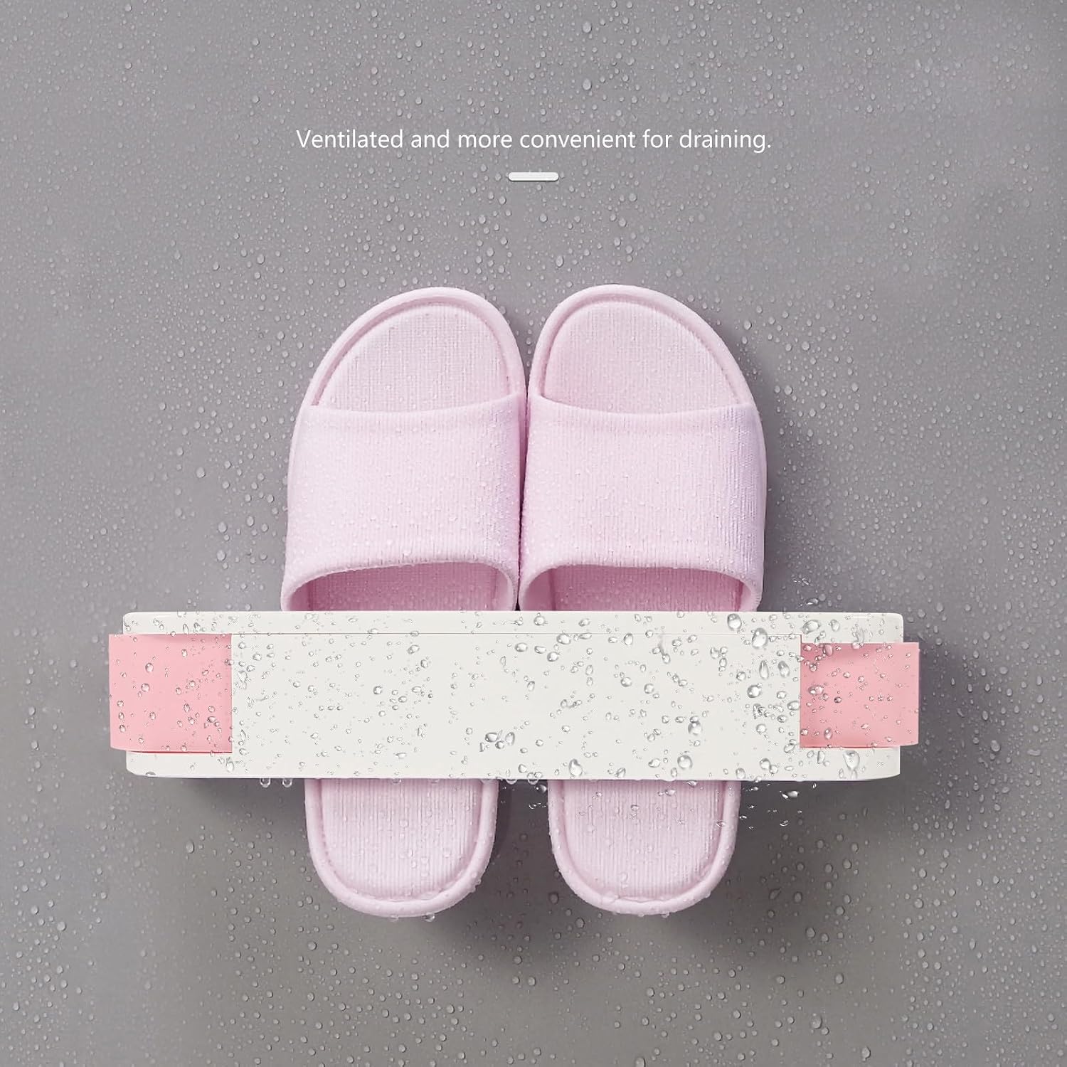 No Punching Wall Mounted Shoe Rack with Sturdy Rails and Plastic Construction Easy to Clean Shoe Storage Shelf for Sandals in Living Room or Doorway Pink Folding Slipper Holder