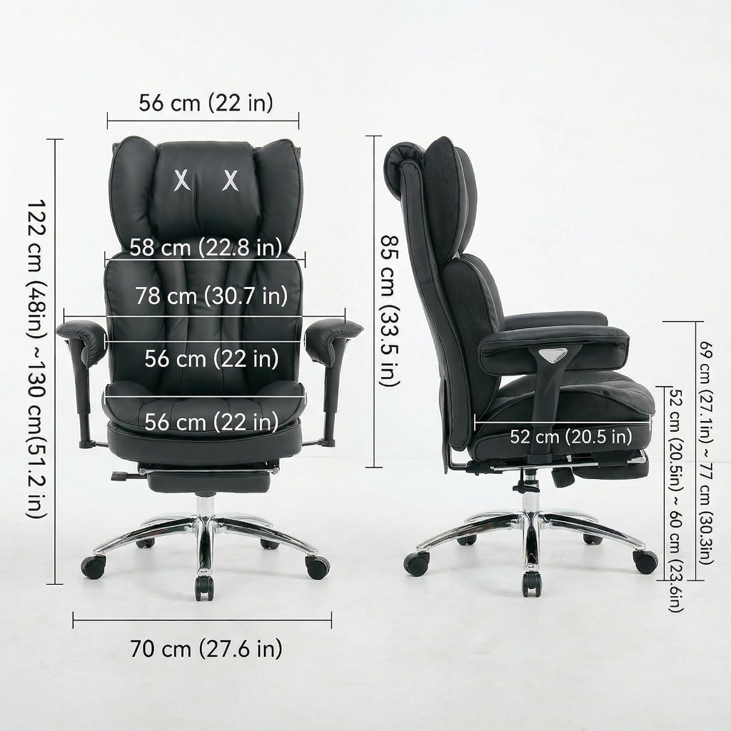 Big and Tall Office Chair, 400lbs Heavy Duty Wide Seat Executive Chair with Footrest, High Back Leather Computer Desk Chair for Home Office (Black)