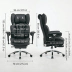 Big and Tall Office Chair, 400lbs Heavy Duty Wide Seat Executive Chair with Footrest, High Back Leather Computer Desk Chair for Home Office (Black)