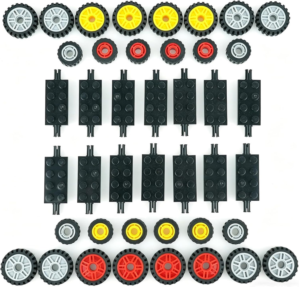 Wheels and Axles Sets, Tires Building Kit, Compatible with Standard Building Blocks Wheels and Axles, Car Parts and Classic Pieces Accessories, Bulk Bricks Sets Education Construction Toys