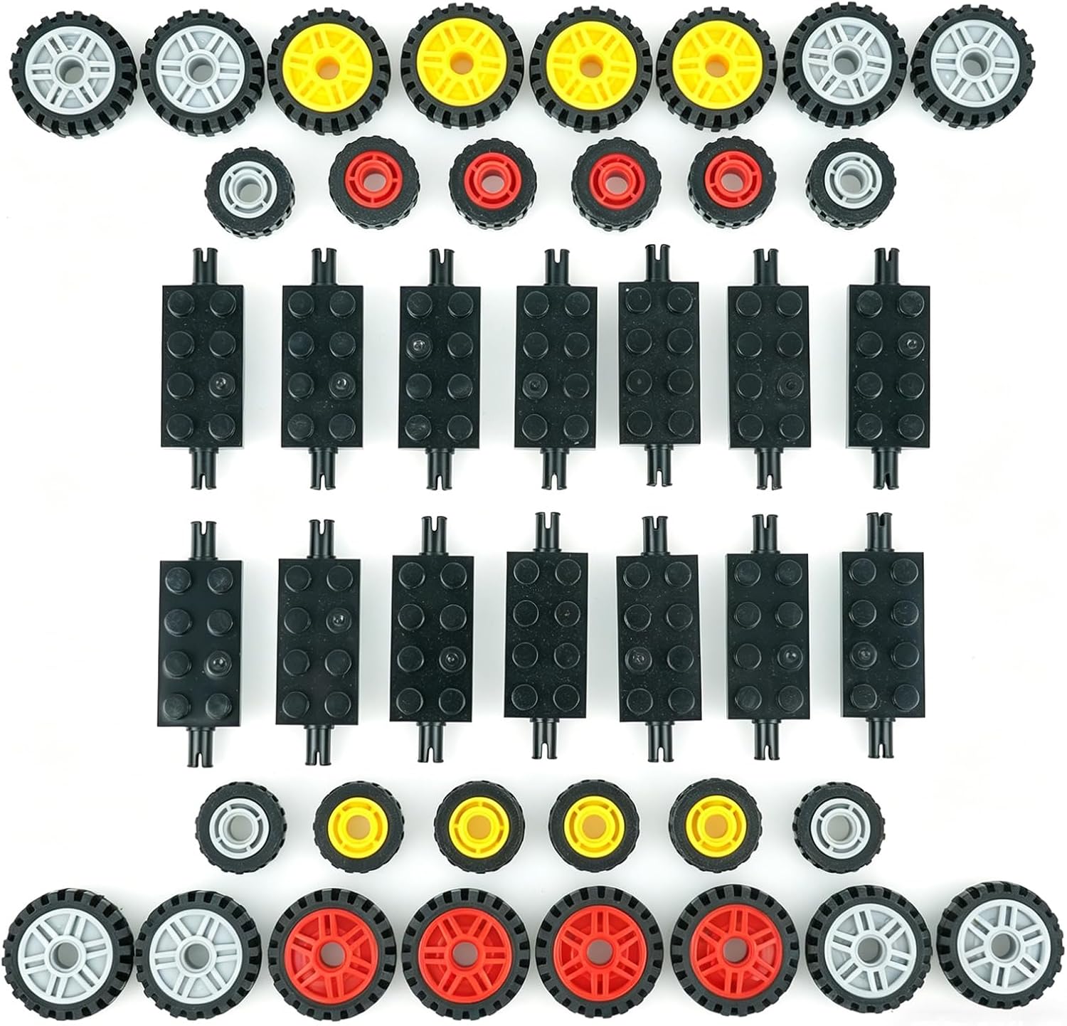 Wheels and Axles Sets, Tires Building Kit, Compatible with Standard Building Blocks Wheels and Axles, Car Parts and Classic Pieces Accessories, Bulk Bricks Sets Education Construction Toys