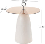 Christopher Knight Home Bruce Modern Coffee Table, Round Side Table with Glass Top and Metal Base, Living Room Sofa End Table, Brown+White