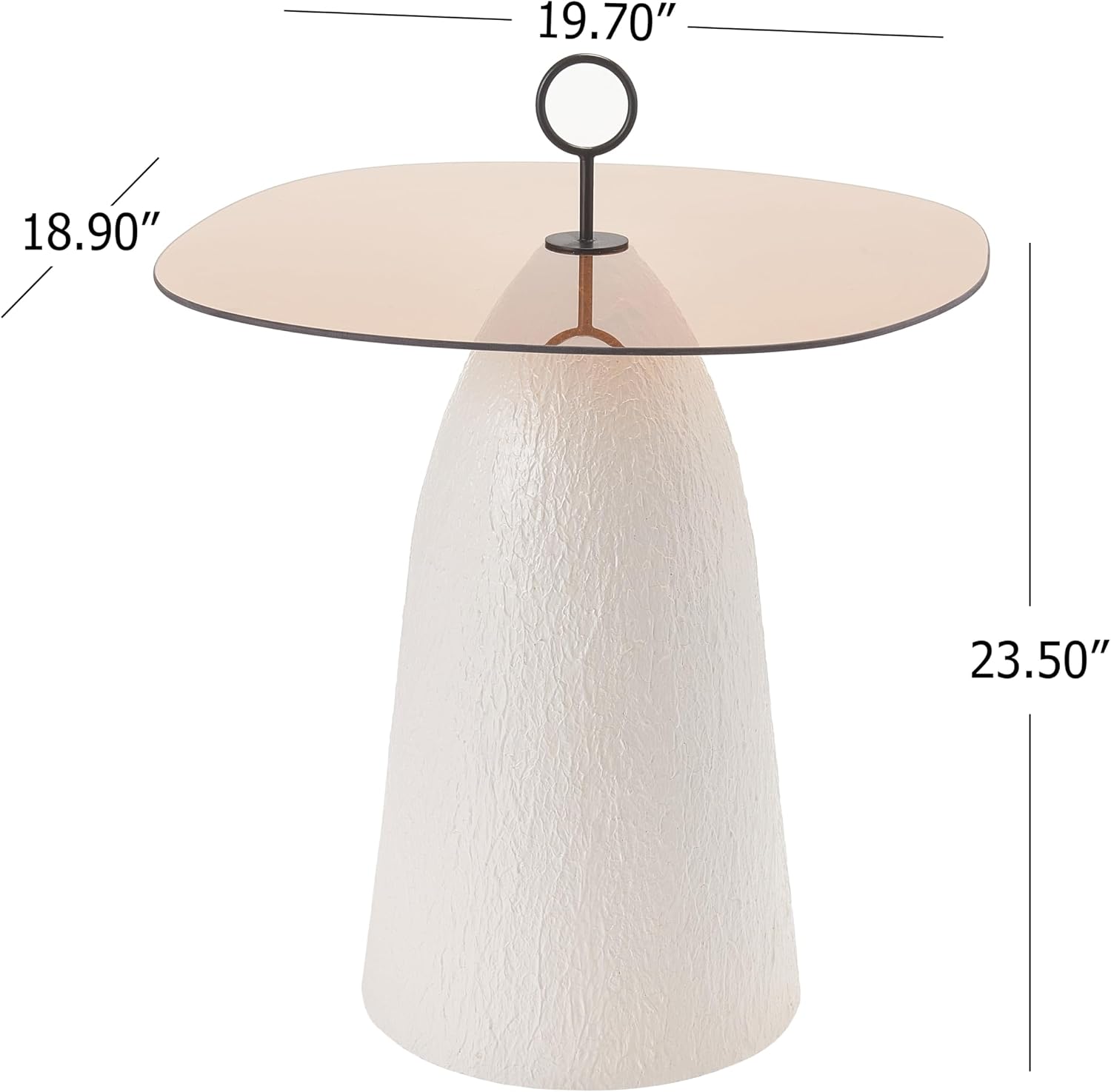 Christopher Knight Home Bruce Modern Coffee Table, Round Side Table with Glass Top and Metal Base, Living Room Sofa End Table, Brown+White