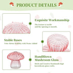 Glasseam Pink Glass Mushroom Vase: Cute Small Flower Vase Set of 10 Unique Mini Bud Vases for Centerpieces Decorative Vases for Flowers Funky Plant Vase Decor