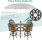 VIVIJASON 35.4" Patio Height Bar Table, All-Weather Cast Aluminum Bar Bistro Table Outdoor Patio Square Dining Table with 2.2" Umbrella Hole for Balcony, Lawn, Garden, Backyard, Antique Bronze