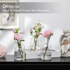 Glasseam Glass Bud Vases for Centerpieces: Clear Small Flower Vase Decor Bulk Set of 12 Simple Modern Decorative Vases for Flowers Mini Candle Vase Wedding Centerpiece for Dining Table Decorations