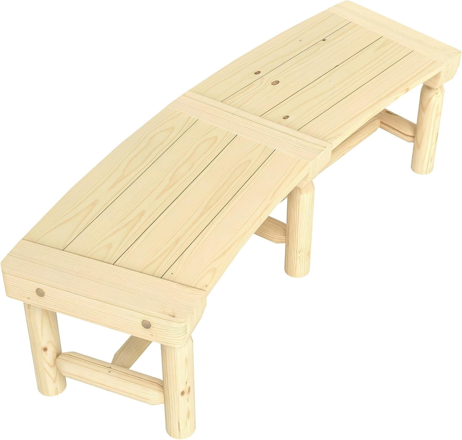 Tree Bench, Natural Wooden Semicircular Garden Bench Half Round Wrap Around Outdoor Park Bench with Wood Frame for Yard Patio Deck Lawn Backyard Seating