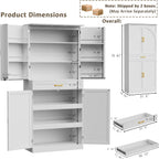 HQZX 71’’ Tall Kitchen Pantry Cabinet, Pantry Storage Cabinet with 6 Doors Shelves, Large Drawer & 2 Pull Out Shelves, Freestanding Cupboard for Kitchen, Dining Room, White