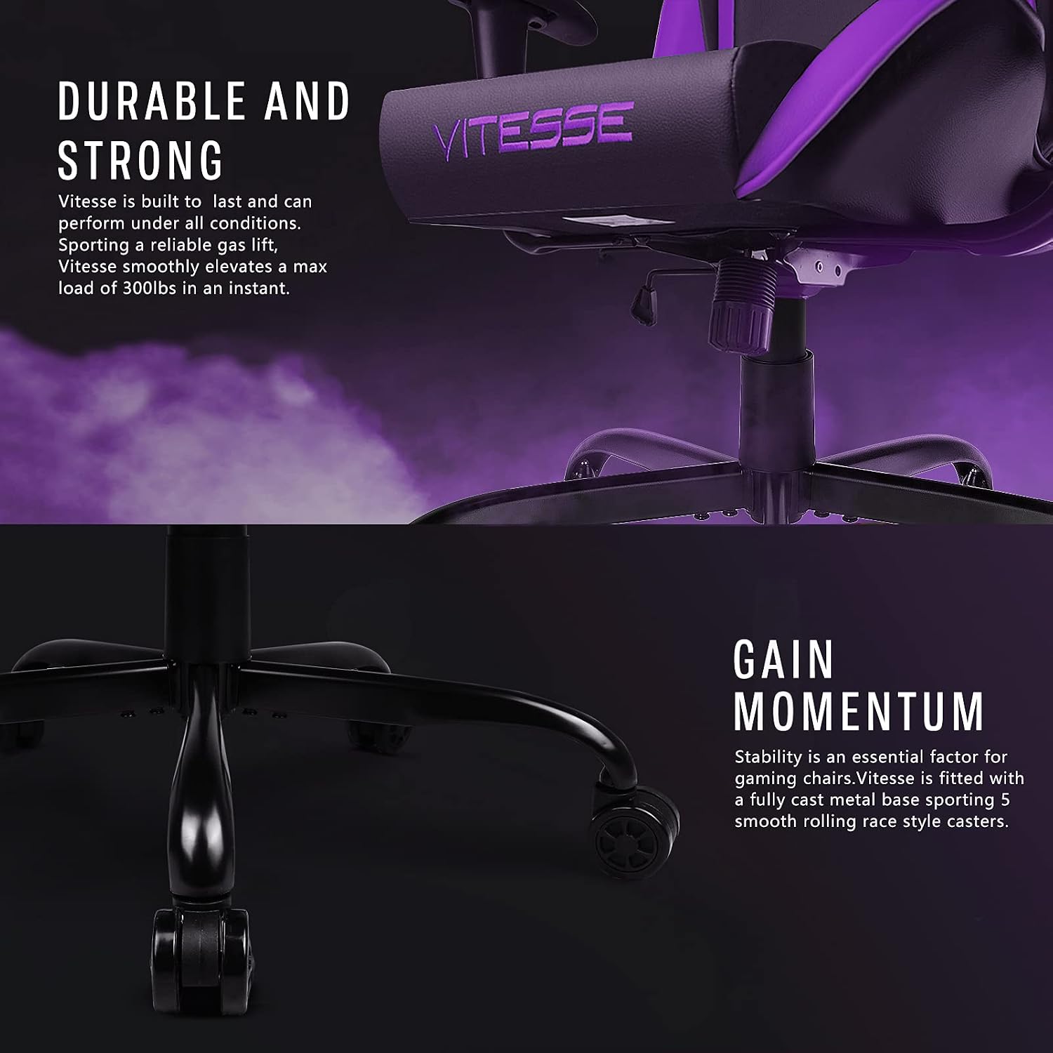 Gaming Chair,High Back Ergonomic Racing Gamer Chair with Lumbar Support and Headrest,Girl Computer Desk Chair with Height Adjustable(Purple)