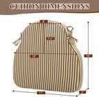 Brown Striped Winsor Chair Cushions with Ties, Dining Kitchen Chair Seat Pads Non Slip Removable Washable Cover 17"x16" Set of 2