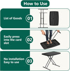 30 Inch Folding Table, Adjustable Height TV Tray for Small Spaces, Heavy Duty Foldable Utility Table for Laptop, Dining, Camping, No Assembly, 200 lbs Capacity, Black Granite