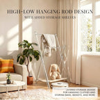 Acrylic Coat Rack Stand with Shelf, Foldable Clear Coat Hanger Stand, Modern Acrylic Hall Tree for Entryway, Bedroom, Living Room, Sturdy & Easy to Assemble