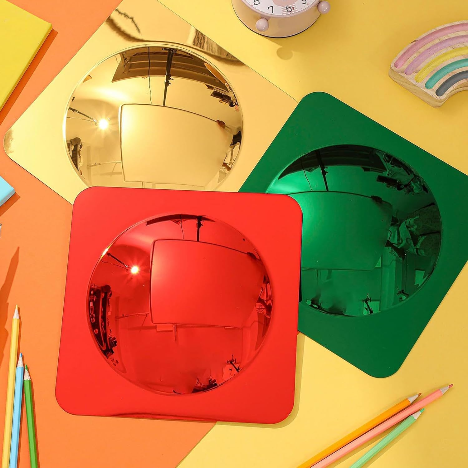 3 Pieces Sensory Wall Mirror Acrylic Bubble, Colorful Acrylic Bubble Wall Mirror, Interactive Sensory Convex Bubbles Mirrors, for Feelings Exploration Tactile Stimulation Boys Girls Preschool Home