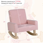Costzon Kids Sofa, Toddler Rocking Chair with Solid Wood Frame, Linen Fabric, Anti-Tipping Design, Children Furniture Armchair for Kids Room, Nursery, Playroom, Preschool, Gift for Boys Girls (Pink)