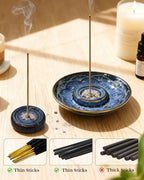 Palo Santo Holder Incense Burner for Sage, Ceramic Incense Holder for Sticks & Cones, 3-in-1 Chimney Burner with Detachable Lotus Stick Tray, Meditation Home Decor Gift