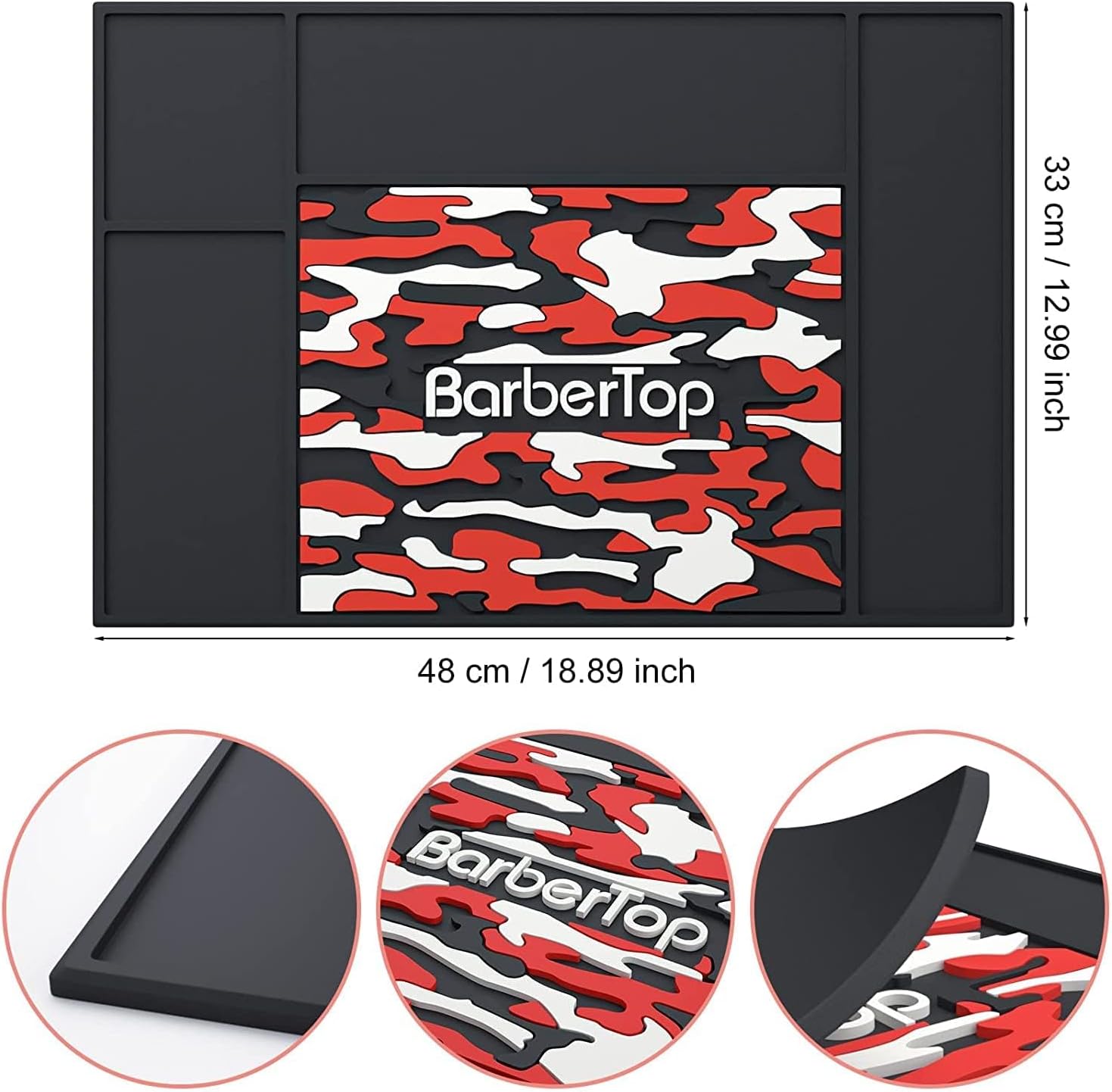 Barbershop Organizer Mats, 13 x 18.9 Barber Anti-Slip Mat Salon Haircutting Shaving Tools Resistant Table Pad Station, Clippers Matt for Beauty Salon Home