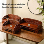 Bamboo Buddha Altar Cabinet, Prayer Meditation Table, Chinese Carving Buddhist Altar Shelf for Living Room, Bedroom, Office(19.6 * 9.8 * 4.3in)