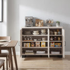 Giantex Sideboard Buffet Cabinet with Storage, 45" Farmhouse Coffee Bar Cabinet with 3 Doors & Adjustable Shelves, Mid Century Modern Sideboard Buffet for Kitchen, Living Room, Entryway (Light Oak)
