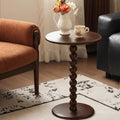 Pedestal Side Table, Small Round Side Table for Small Spaces, Drink Table with 100% Solid Wood Leg, Round Coffee End Table for Living Room, Bedroom, Corners, and Office (Poplar Wood, Walnut)
