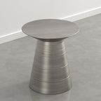 SIMPLIHOME Sheridan Metal Table - 18 inch Wide Solid Metal Round Side Table in Antique Nickel, Industrial Accent Table for Living Room or Office with Sculptural Design, Assembled