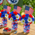 200PCS Patriotic Vase Filler Acrylic Fake Ice Rocks, Red White and Blue 4th of July Decorations for Centerpieces, Independence Day Table & Event Decor