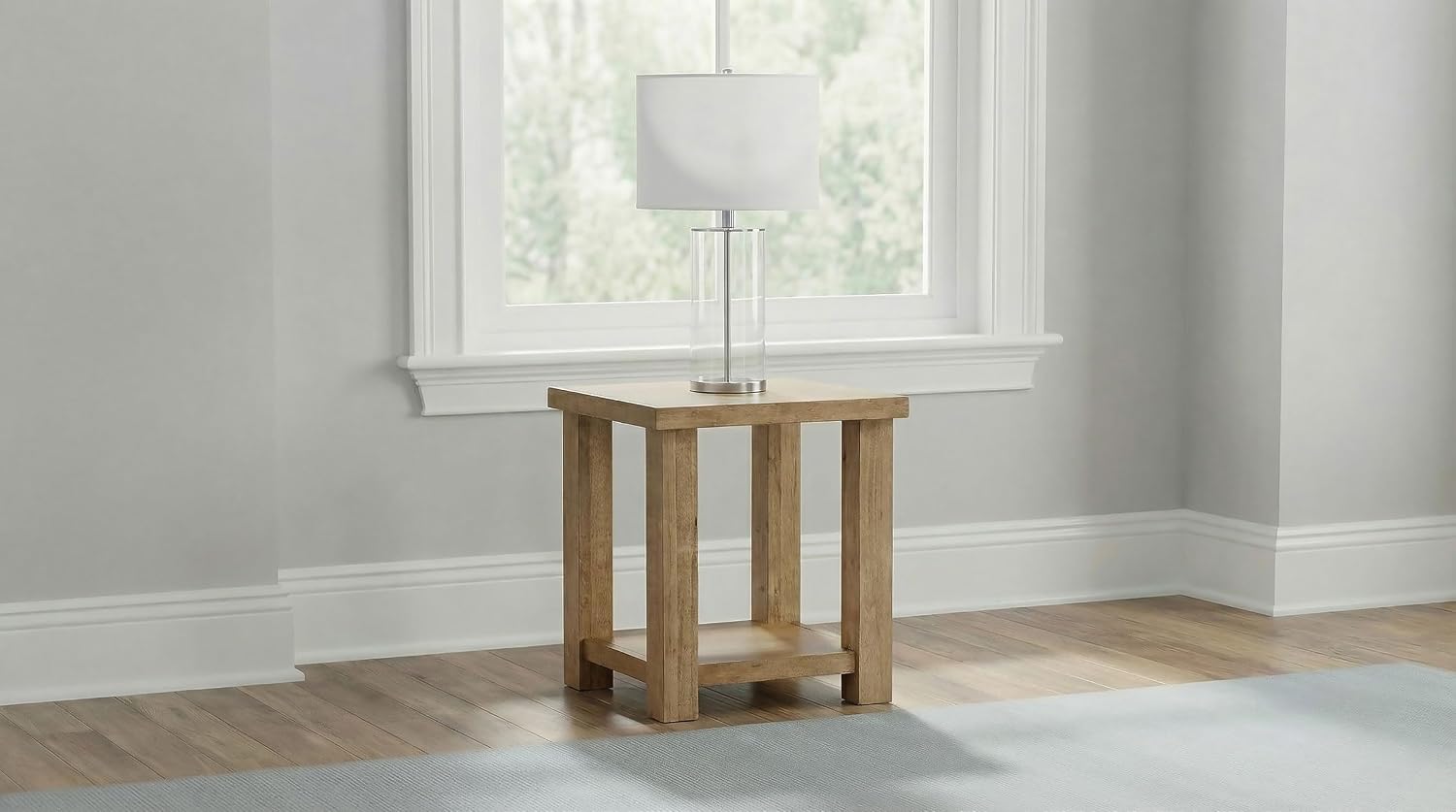 Coaster Home Furnishings - Beasley - Wood - End Table with Square Top, Lower Shelf, and Natural Grain - Living Room - 18-Inch - Golden Oak - 723327