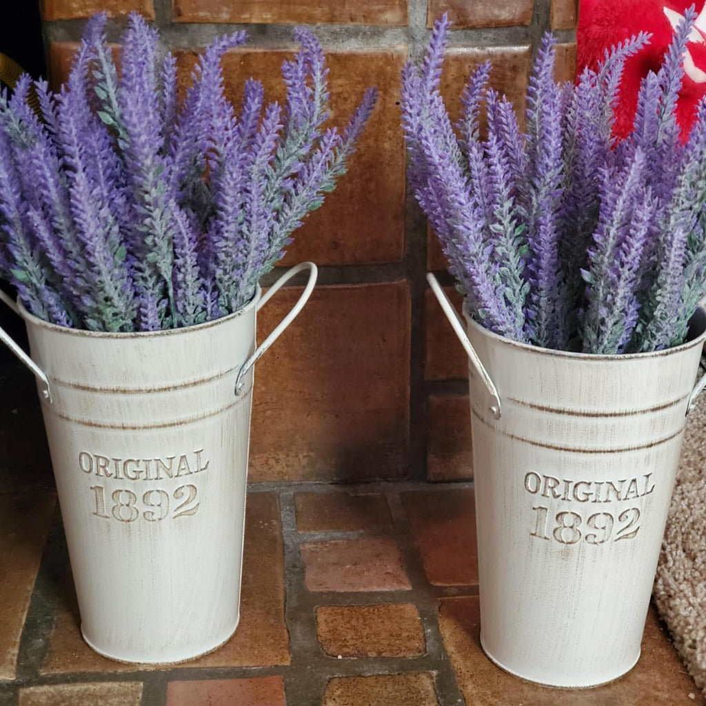 3 PCS 12 Inch Rustic Galvanized Flower Vases, Farmhouse French Buckets for Beautiful Floral Arrangements, Home Decor or Weddings and Events