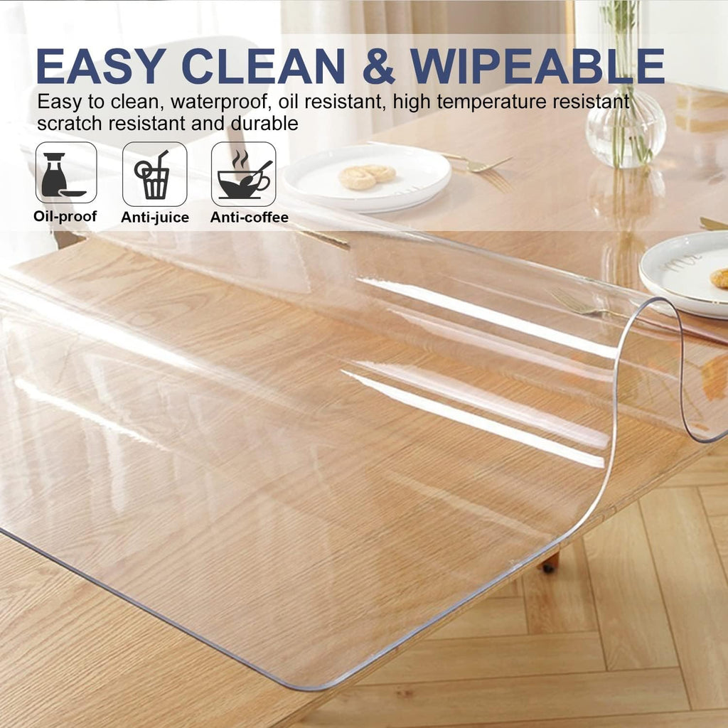 24x42 Inch Clear PVC Table Cover Protector 1.5mm Thick Custom Plastic Desk Pad Waterproof Vinyl Table Top Protector Mat for Coffee Table Dining/Living Room/Coffee/Garden Table Laptop Writing Desk
