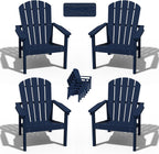 nevilywood Compact Stackable Adirondack Chairs Set of 4, 26.3" Wide HDPE Outdoor Patio Chairs - Durable, Space-Saving Design for Porch, Lawn or Garden, Navy