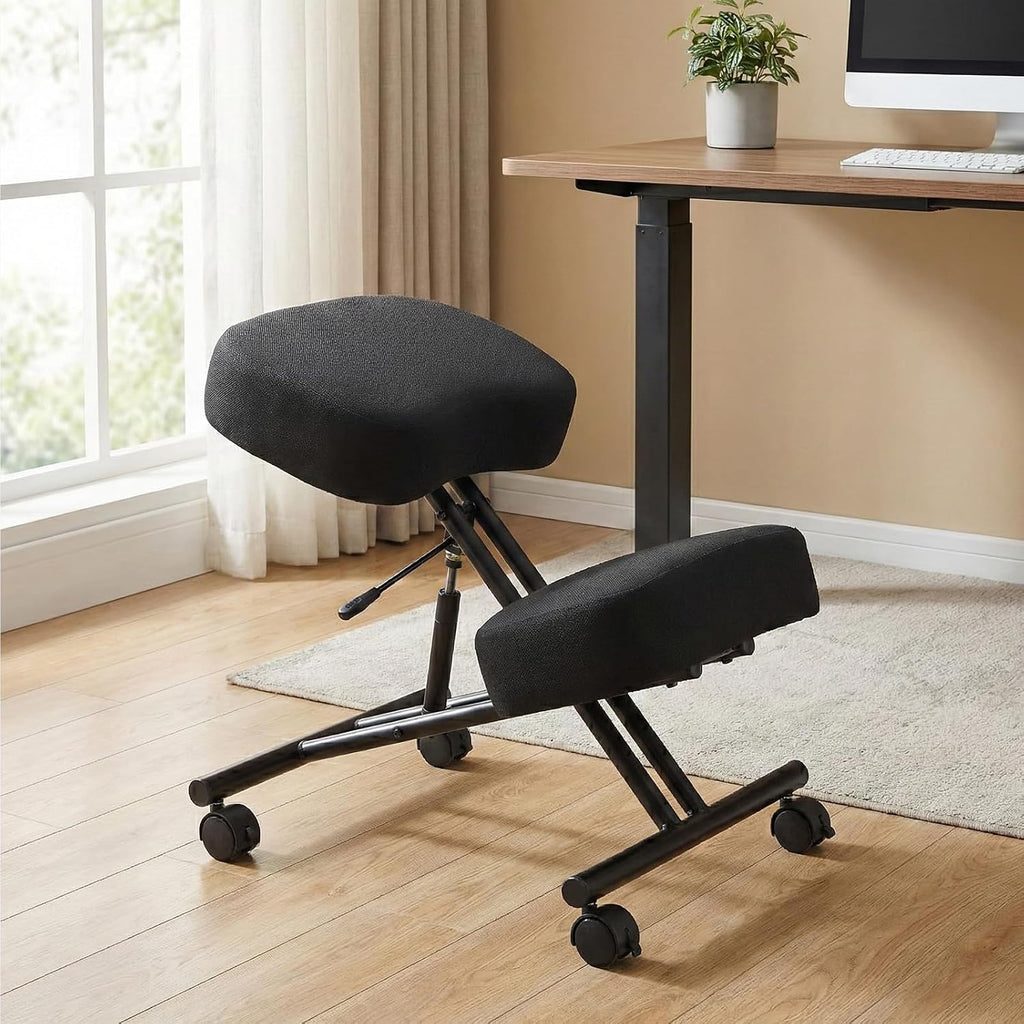Kneeling Chair Office Chairs for Home Comfy Office Chair Adjustable Height Armless Office Chairs with Wheels Work Chair Black Without backrest