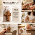 Usyios 10 Pack Prayer Cross Set, Acrylic Worry Crosses with Cards and Mesh Bags, Comfort for Stress and Anxiety Relief, Pocket Gift